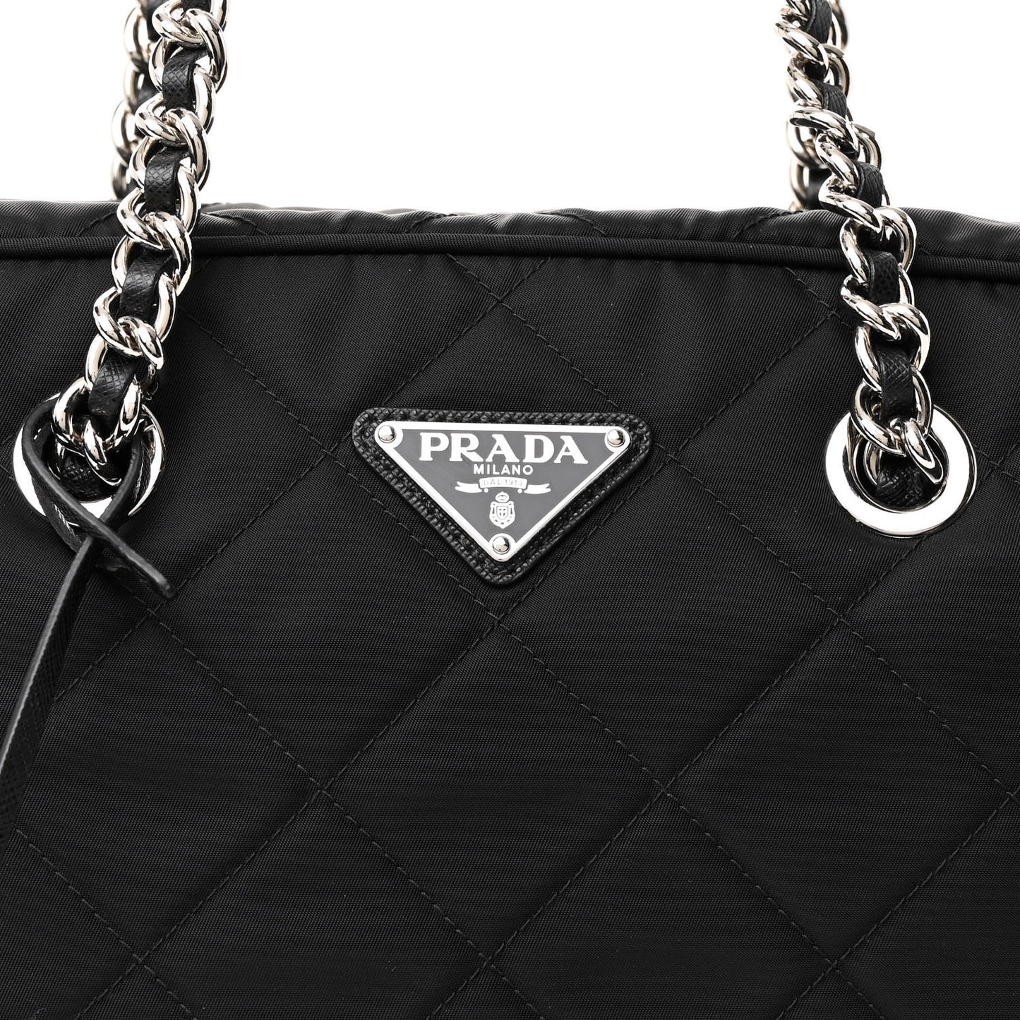 Nylon Tessuto Impuntu Quilted Shoulder Bag Black