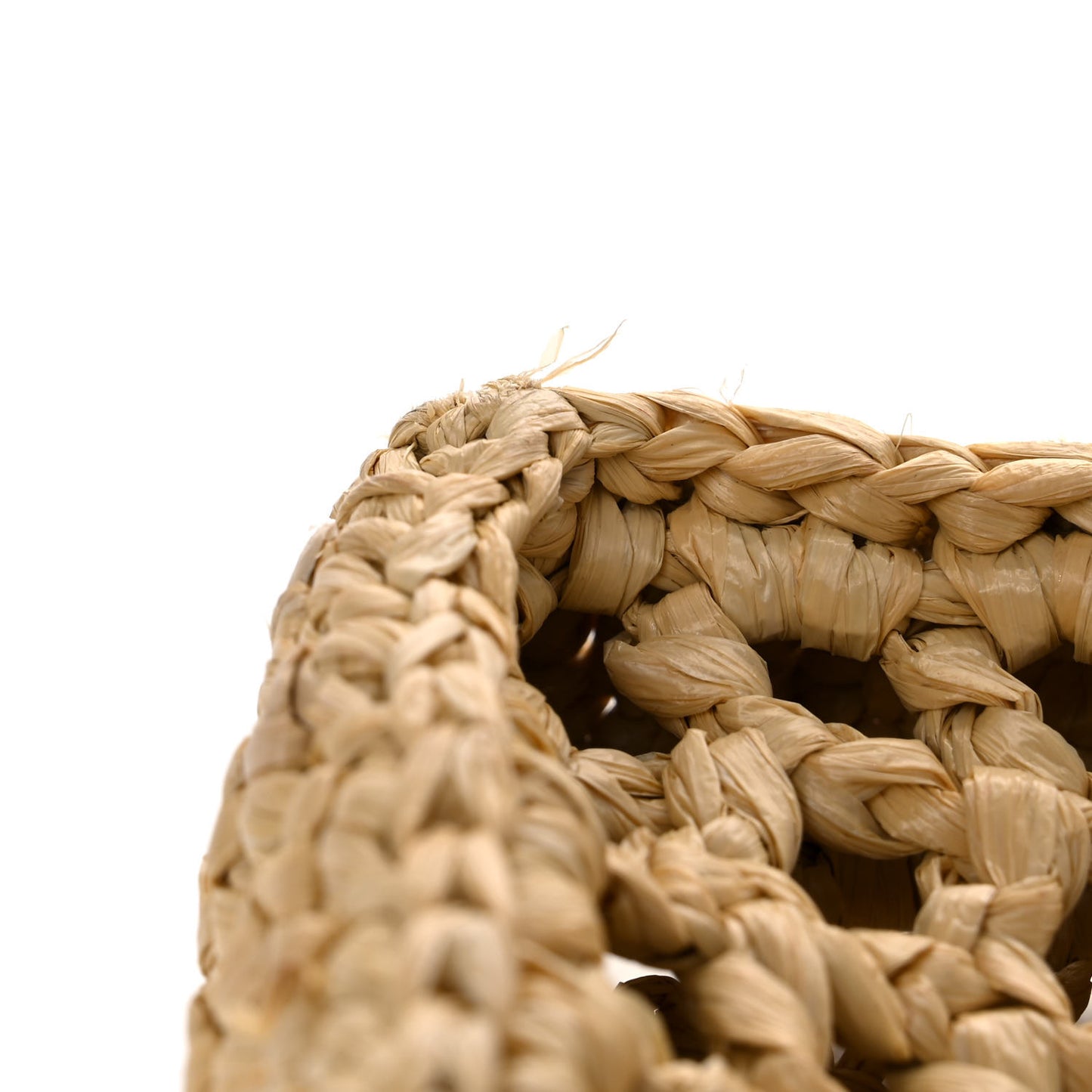 Yarn Raffia Effect Crochet Logo Embroidered Tote Bag Naturale