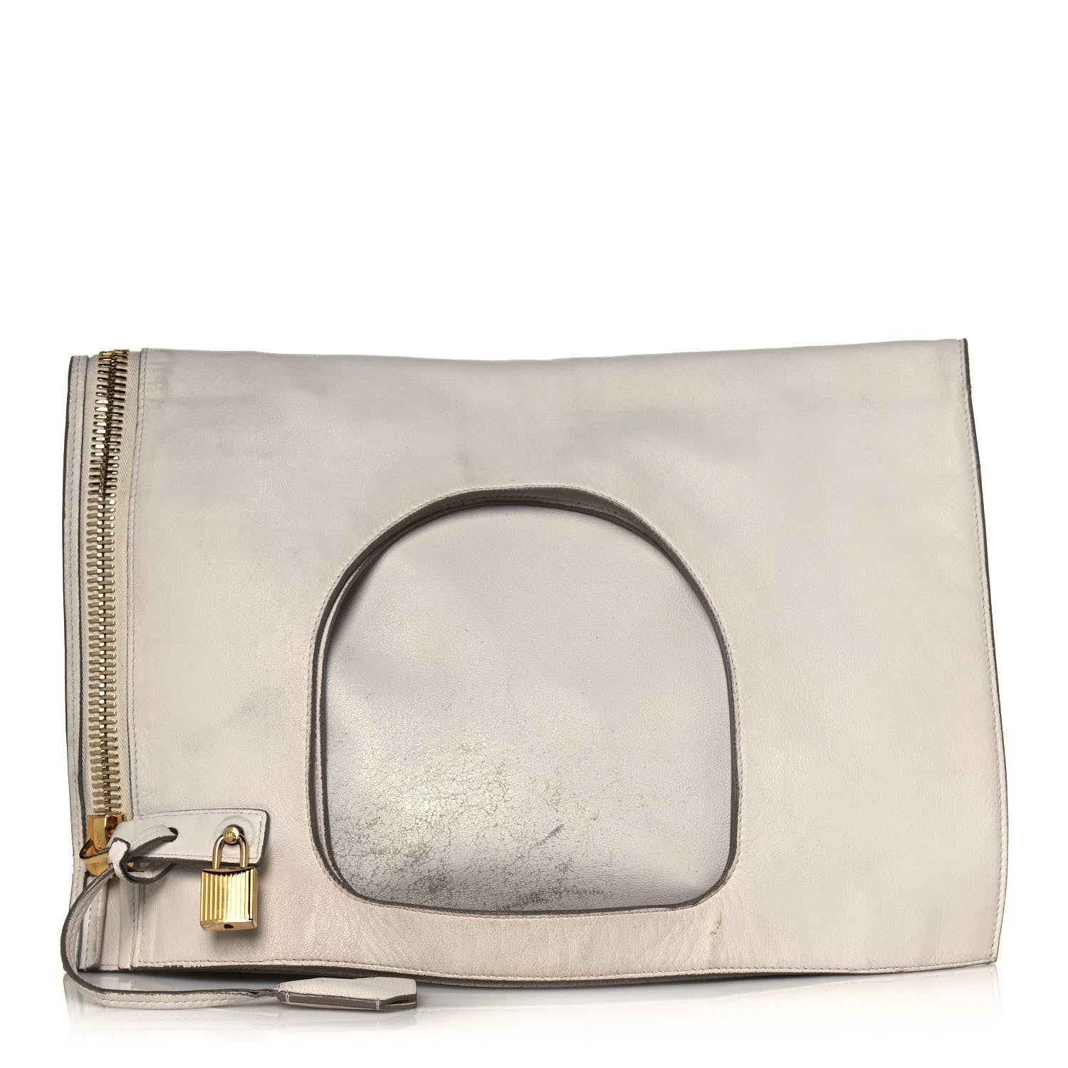 Tom Ford Ramskin Small Alix Padlock Zip Shoulder Bag White 1 of 17