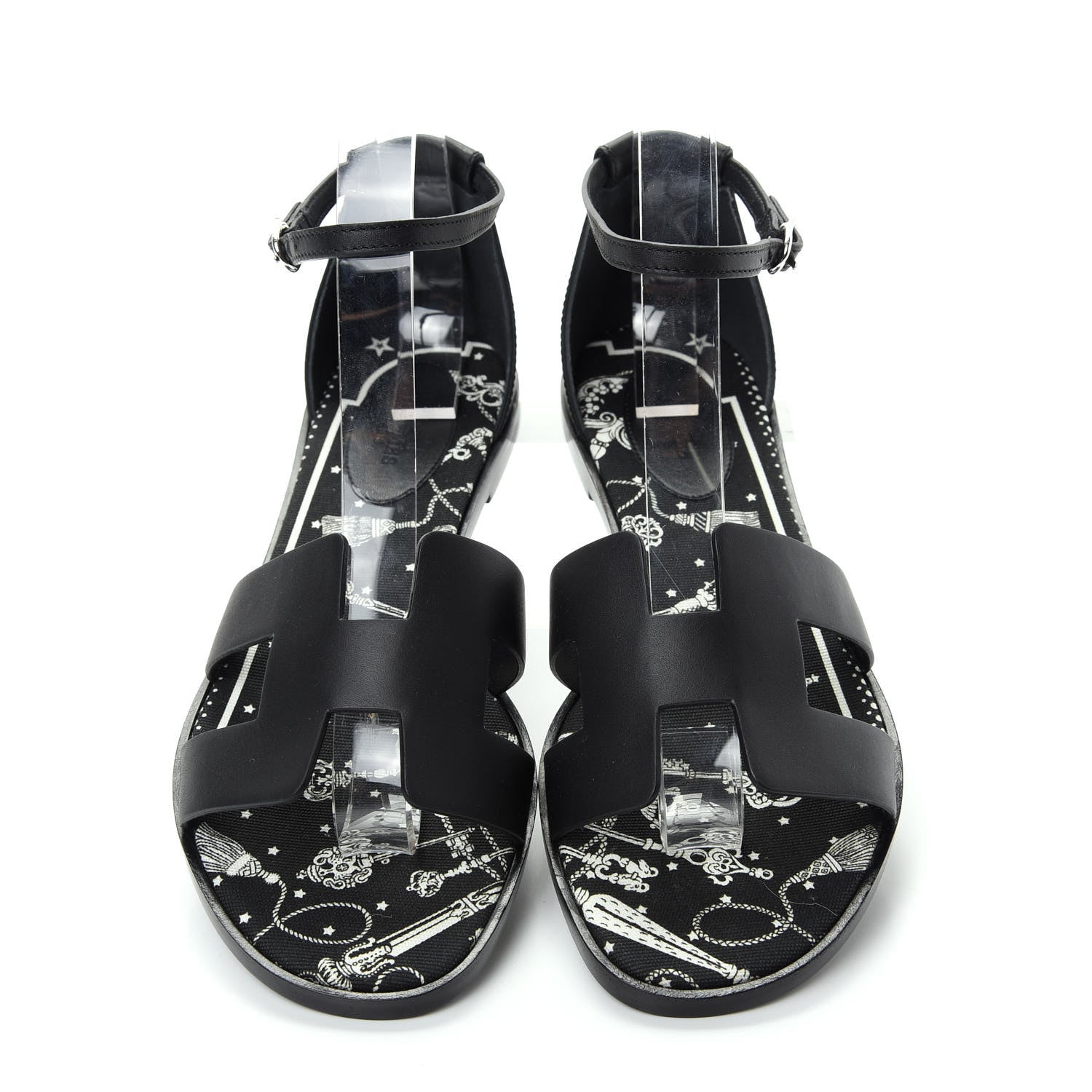 Hermes Calfskin Santorini Sandals 38 Black 5 of 11