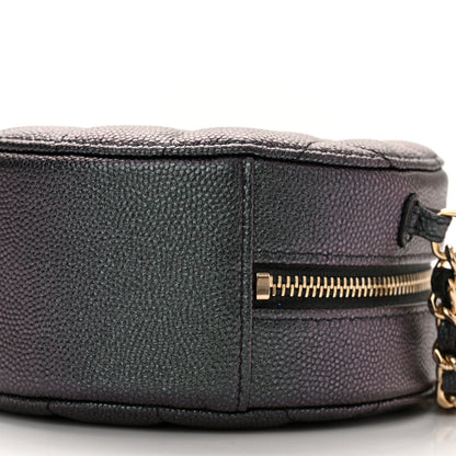 Chanel Iridescent Caviar Quilted Round Clutch With Chain Black 10 of 11