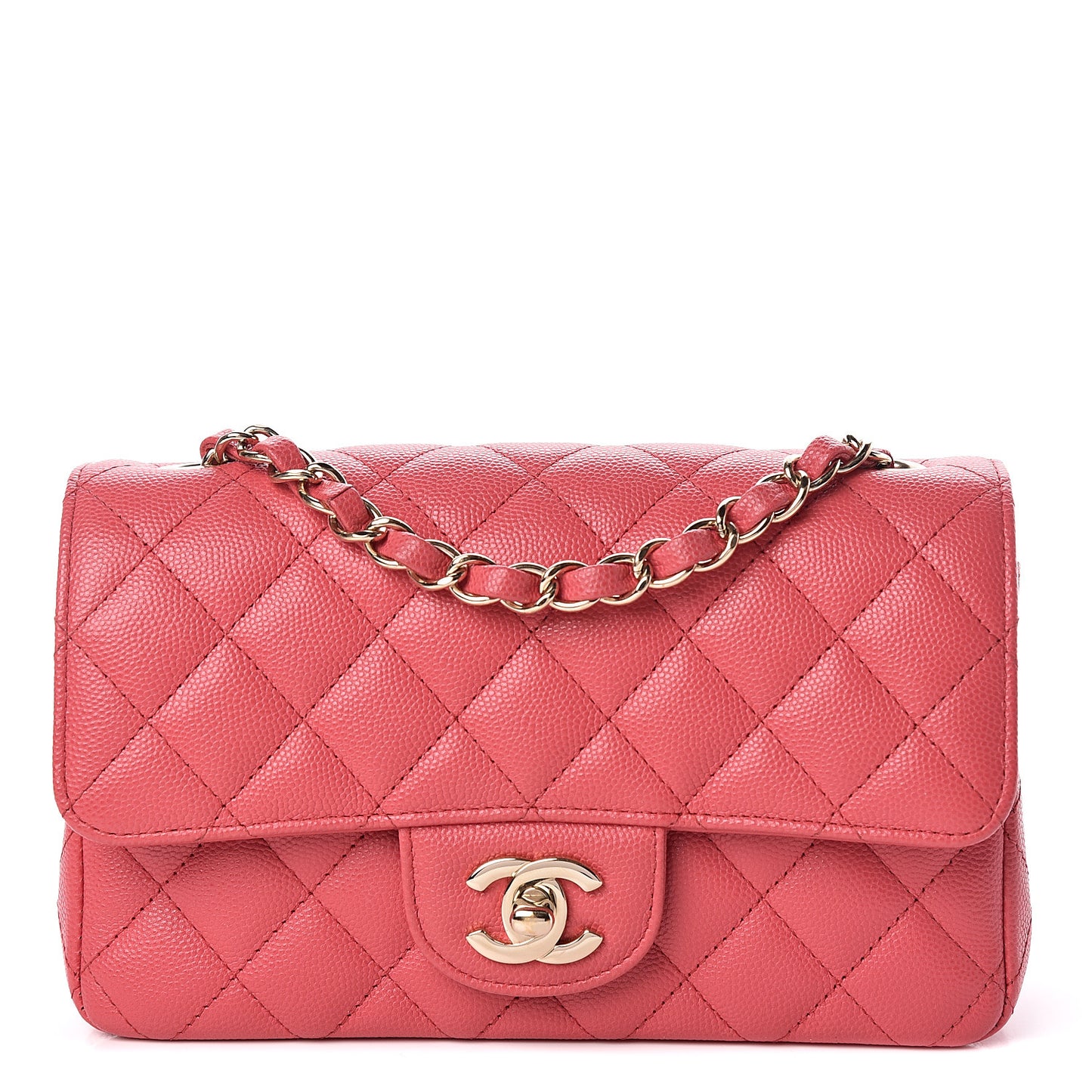 Caviar Quilted Mini Rectangular Flap Dark Pink