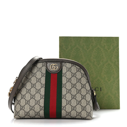 Gucci GG Supreme Monogram Textured Dollar Calfskin Web Small Ophidia Dome Shoulder Bag Beige Ebony New Acero 10 of 10