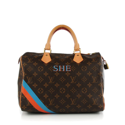 Louis Vuitton Monogram My LV Heritage Speedy 30 Blue Orange 1 of 8