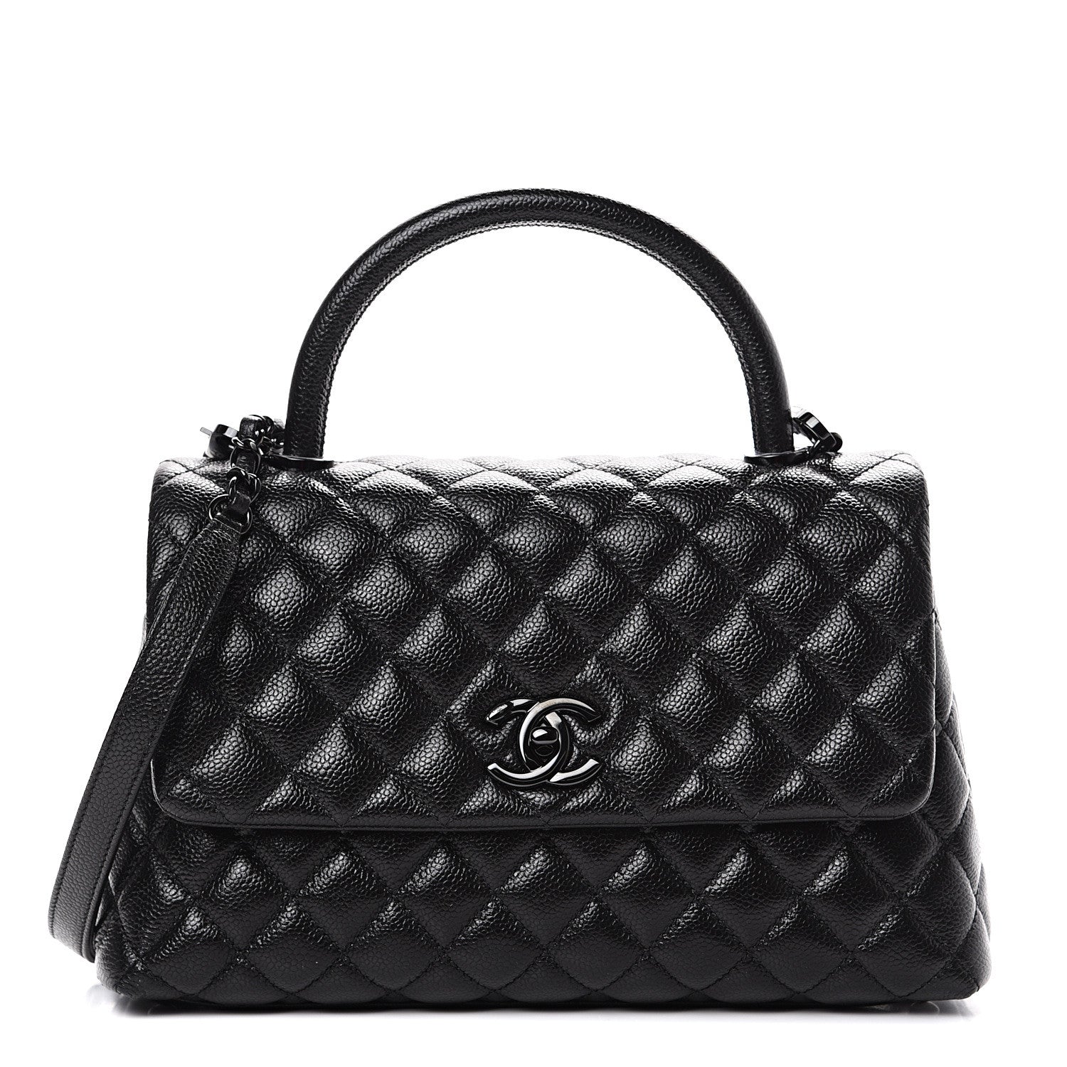 Chanel Caviar Quilted Small Coco Handle Flap So Black 1 of 10