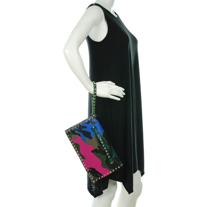 Valentino Garavani Nappa Canvas Camouflage Rockstud Wristlet Clutch Multicolor 2 of 8
