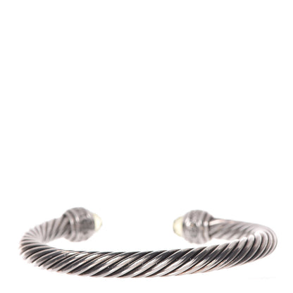 David Yurman Sterling Silver Diamond Lemon Citrine 7mm Cable Classics Bracelet 3 of 6