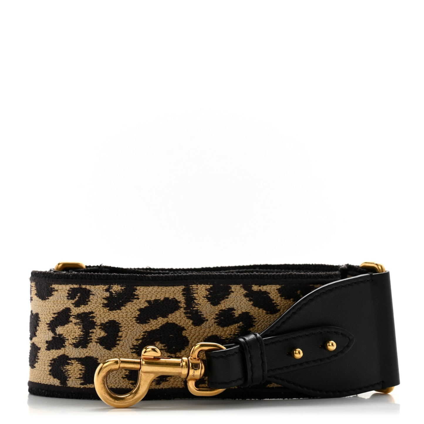 Canvas Mizza Embroidered Leopard Shoulder Strap Beige Black