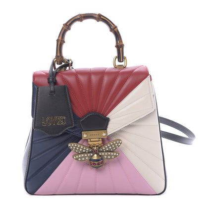 Gucci Calfskin Bamboo Trapuntata Queen Margaret Backpack Blue Agata Hibiscus Red Mystic White Sugar Pink 1 of 12
