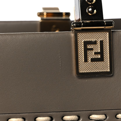 Fendi Vitello King Plexiglass Elaphe Python Print Logo Medium Fendi Sunshine Shopper Tote Tartufo Daisy Roccia 12 of 14