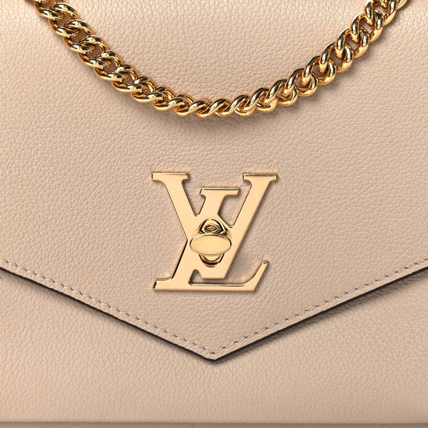 Louis Vuitton Soft Calfskin Mylockme Chain Bag BB Greige 7 of 10