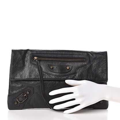 Balenciaga Agneau Classic Hardware Envelope Clutch Black 2 of 8
