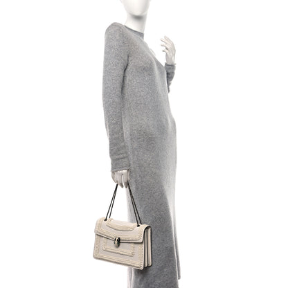 Bulgari Calfskin Plisse Serpenti Forever Shoulder Bag White 2 of 12