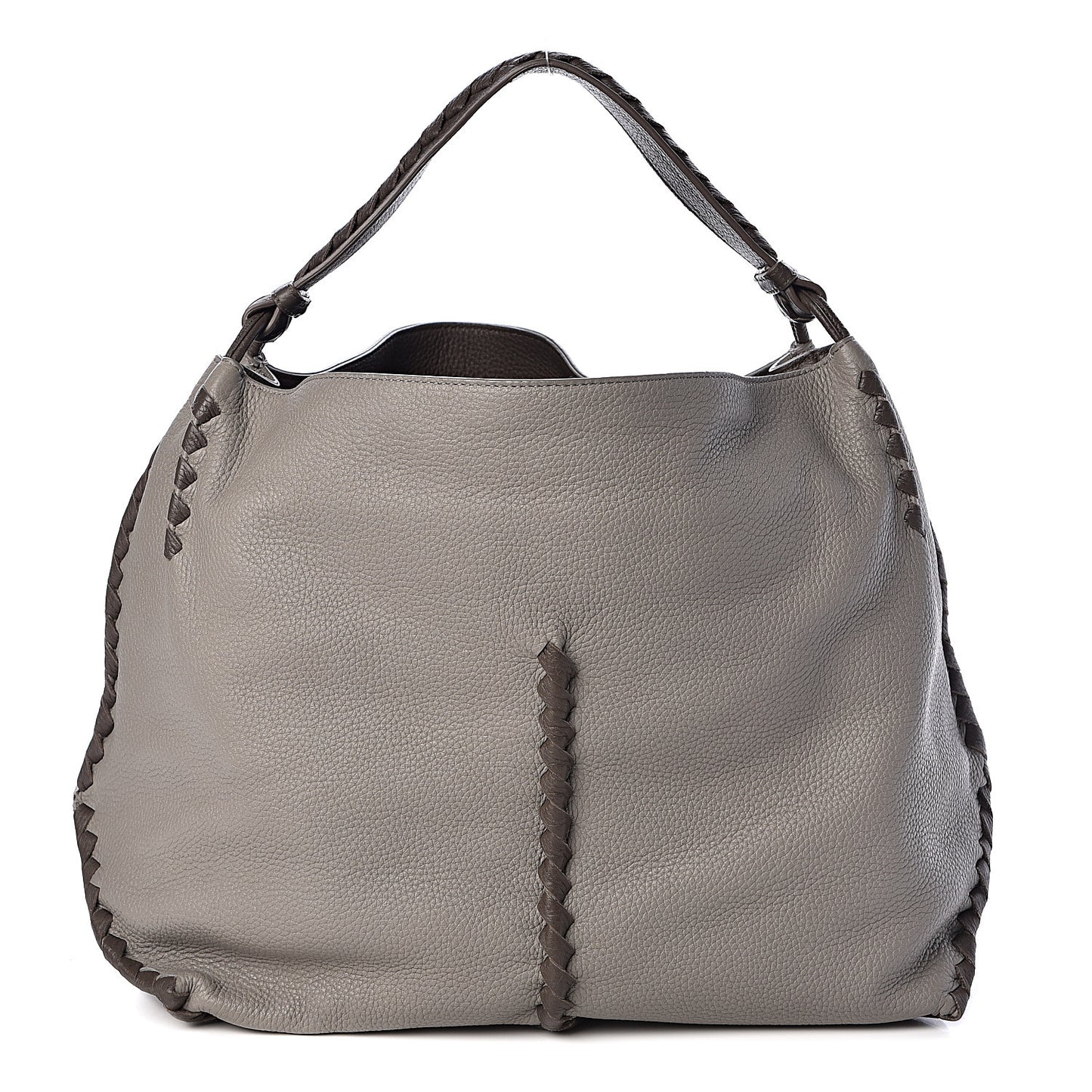 Washed Cervo Deerskin Shoulder Bag Dark Cement New Steel