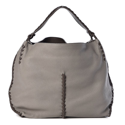 Bottega Veneta Washed Cervo Deerskin Shoulder Bag Dark Cement New Steel 1 of 9
