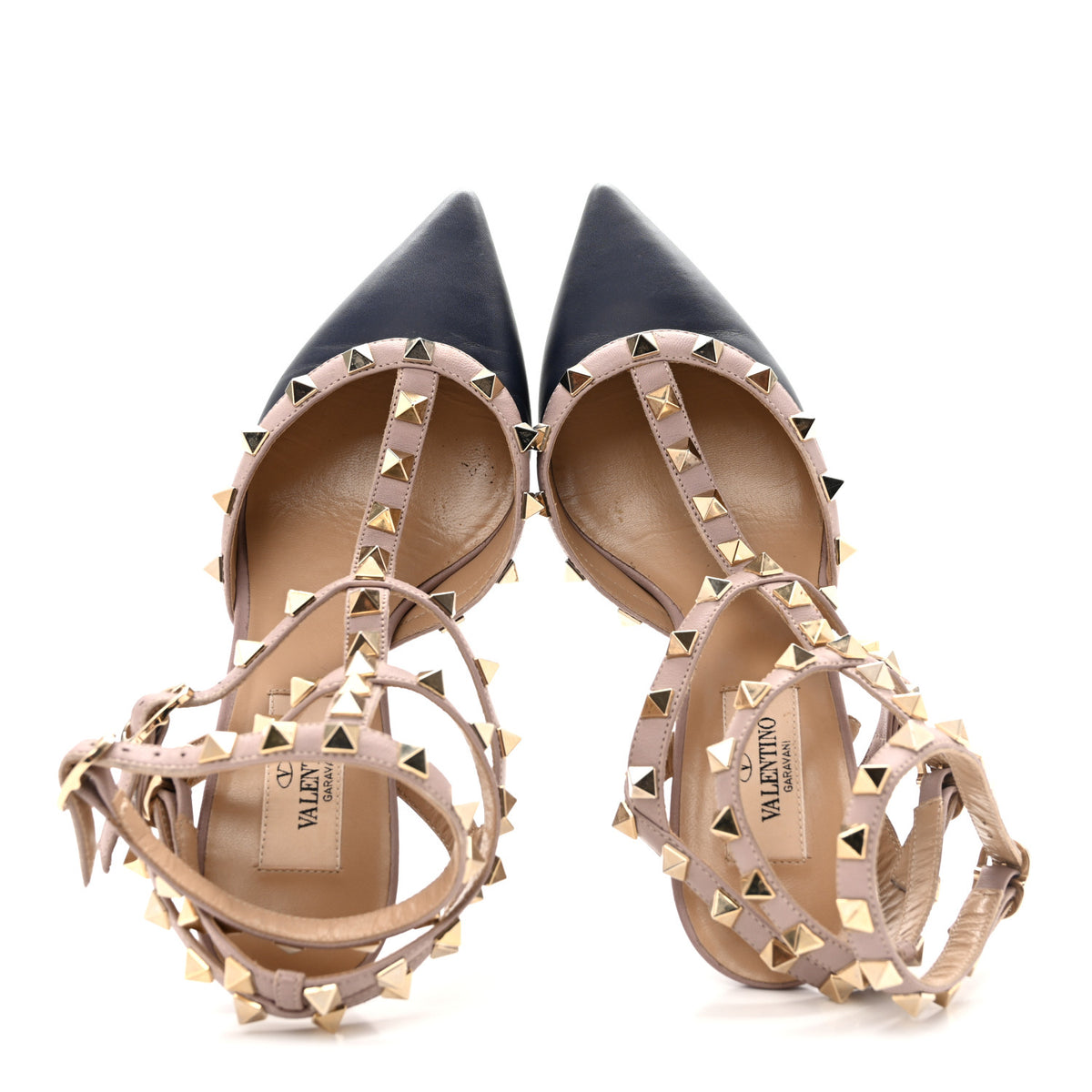 Valentino Garavani Calfskin Nappa Rockstud Ankle Strap 65mm Pumps 35.5 Indaco Poudre 2 of 10
