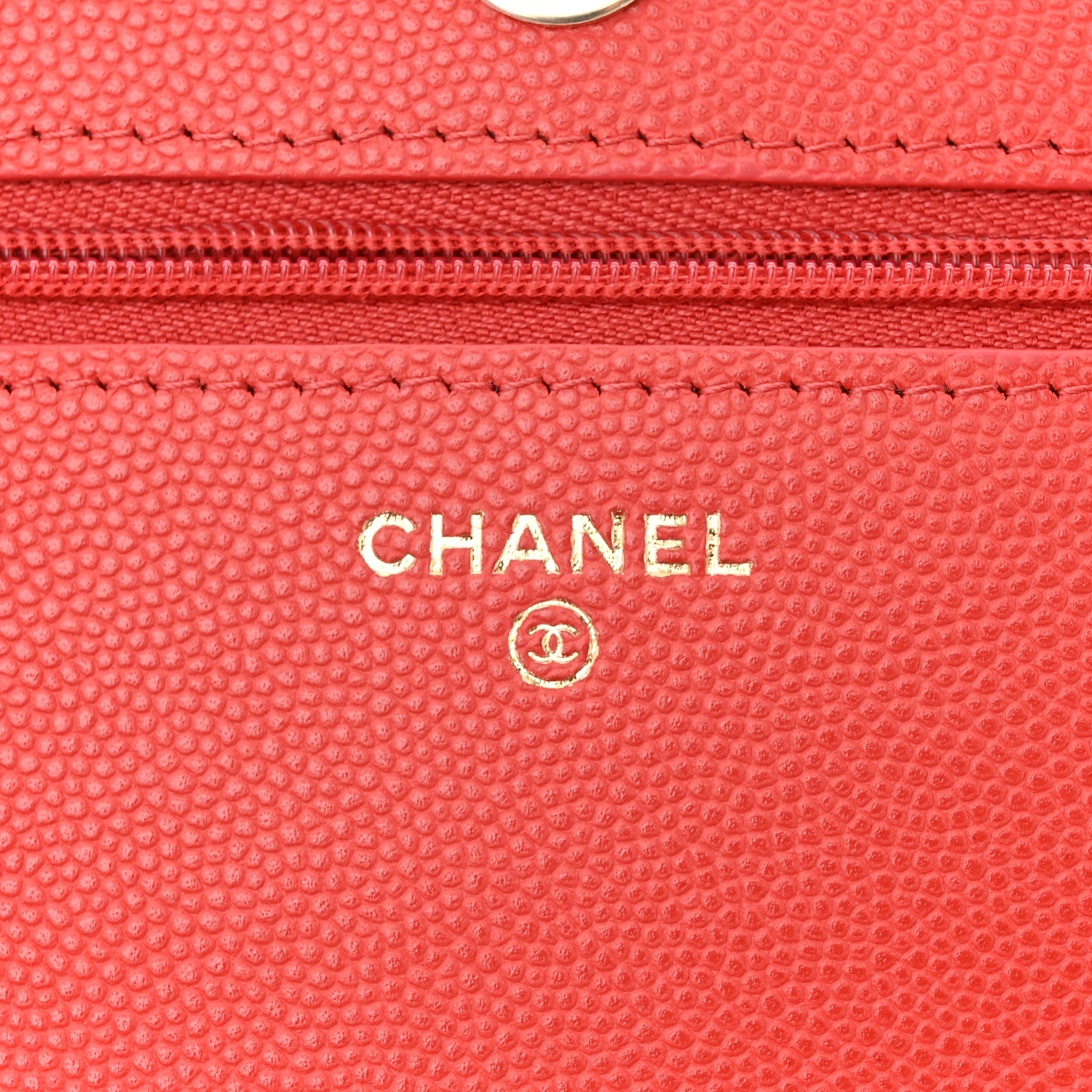 Chanel Caviar Quilted Textured CC Wallet On Chain WOC Coral 6 of 13