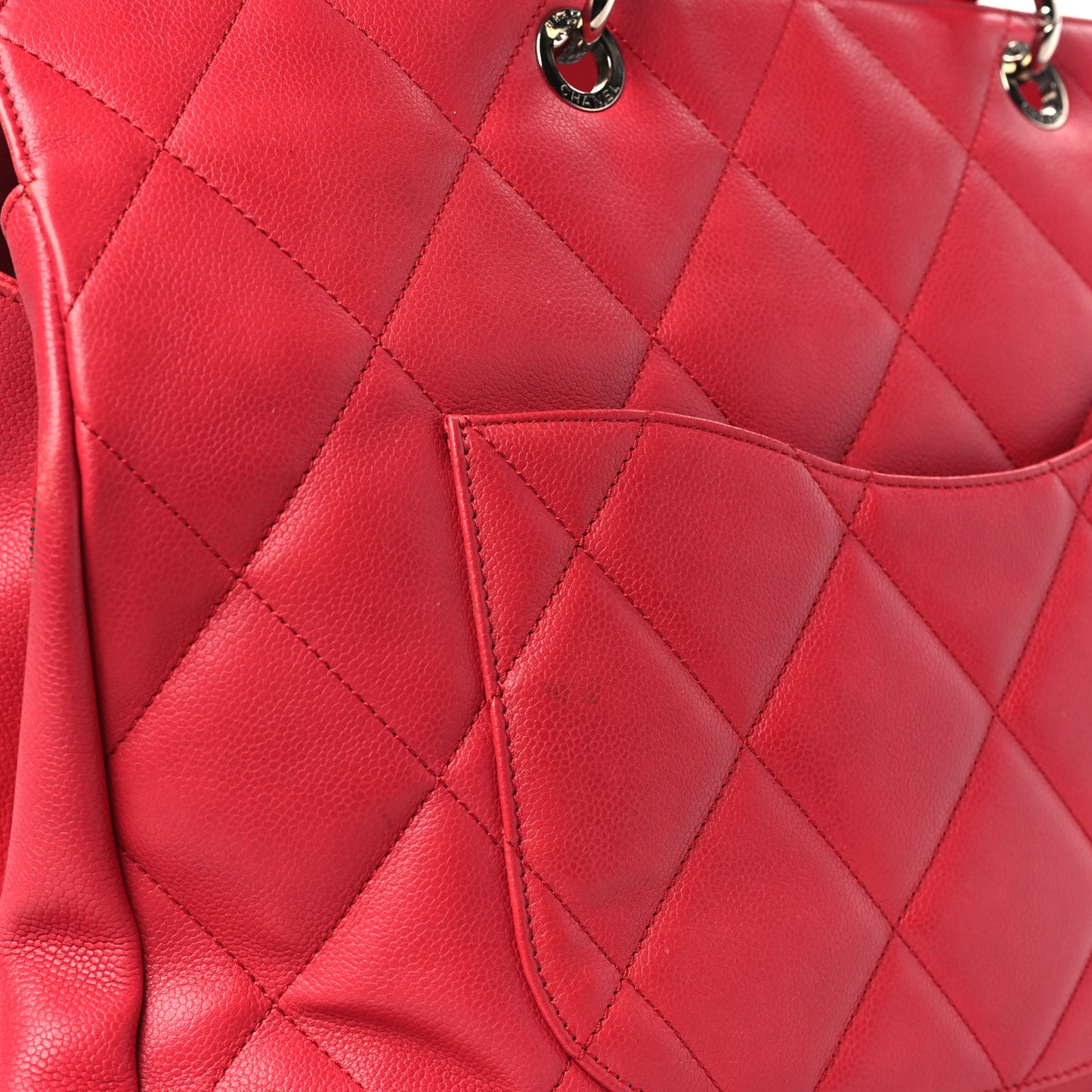 Soft Caviar Quilted Large CC Timeless Tote Fuchsia