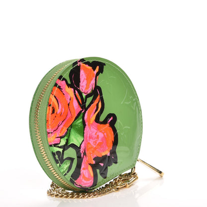 Louis Vuitton Vernis Roses Chapeau Coin Purse Vert Tonic 3 of 8