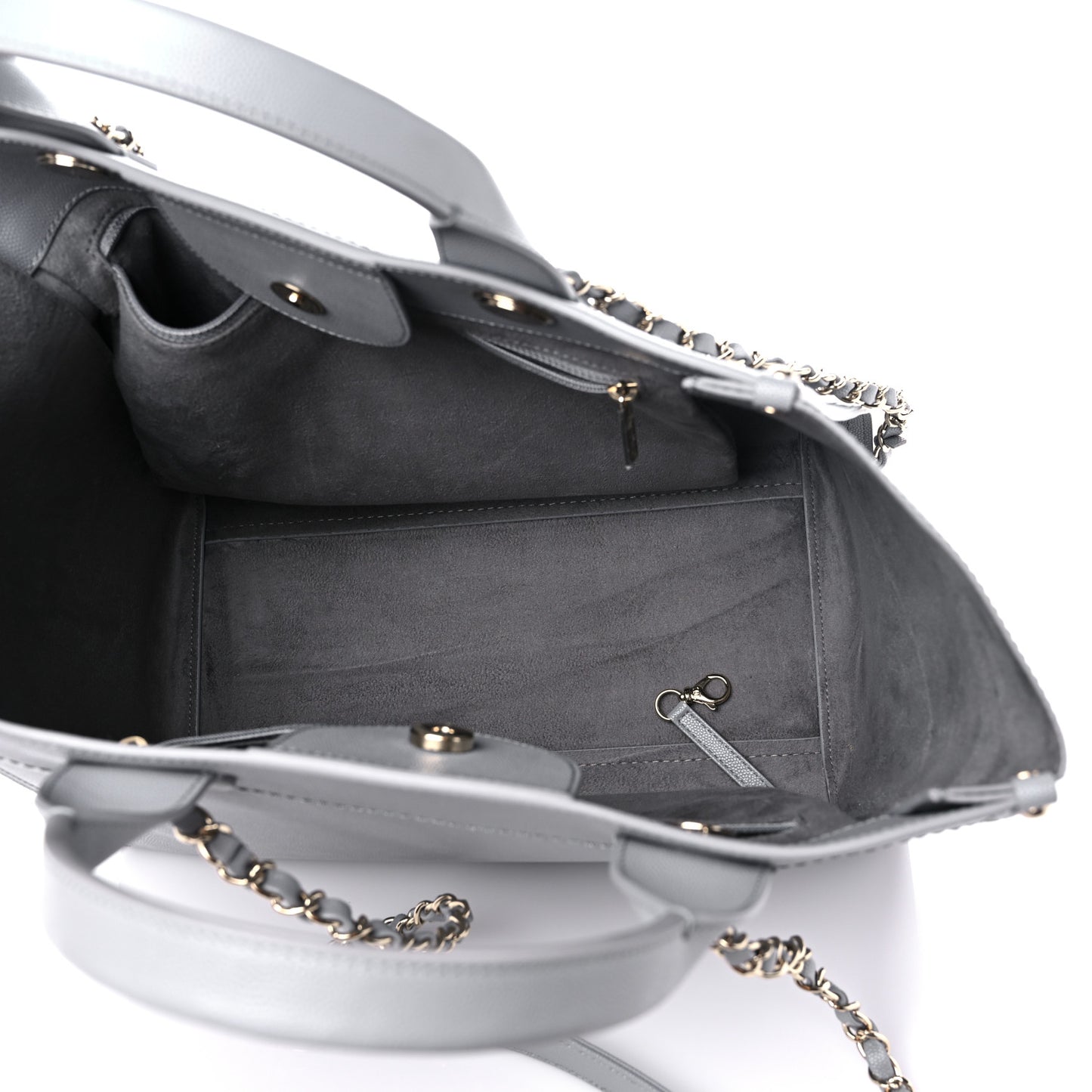 Caviar Studded Small Deauville Tote Grey
