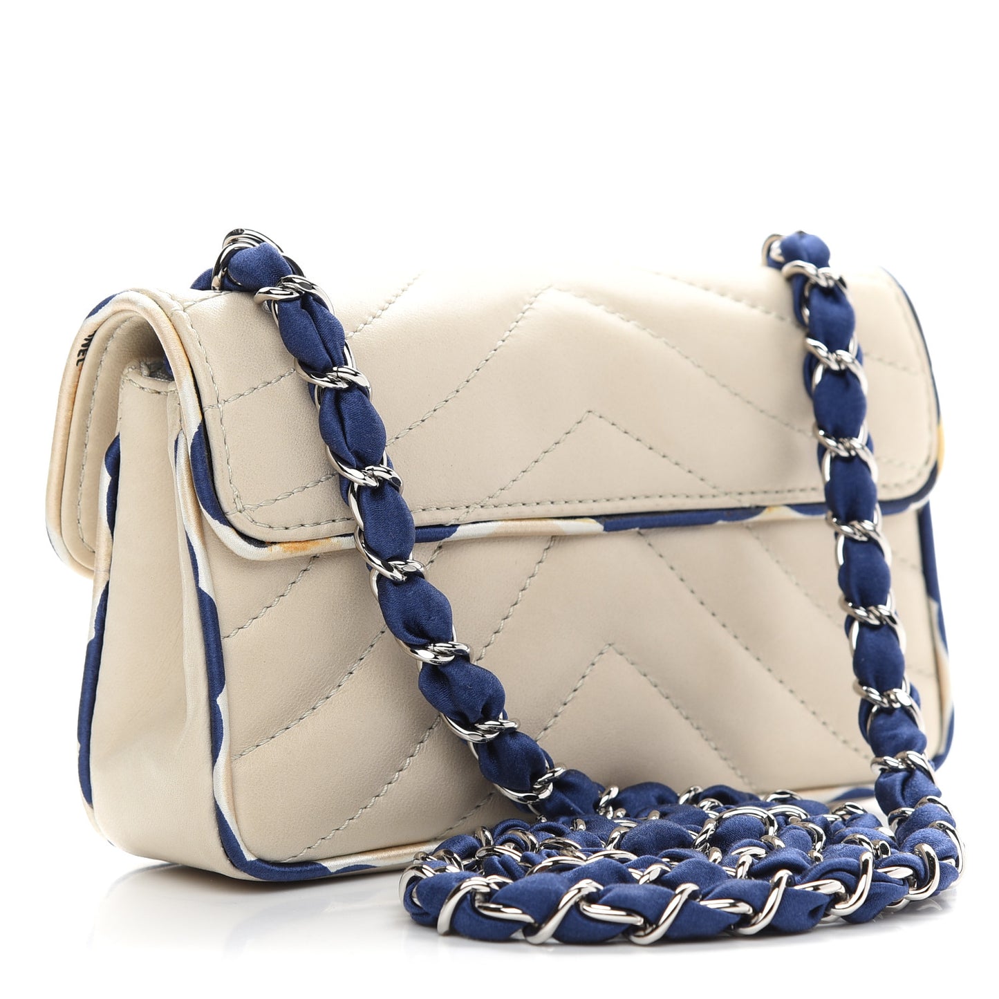 Lambskin Quilted Single Flap Bag Light Grey