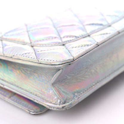 Chanel Iridescent Goatskin Quilted Wallet On Chain WOC Silver 11 of 15