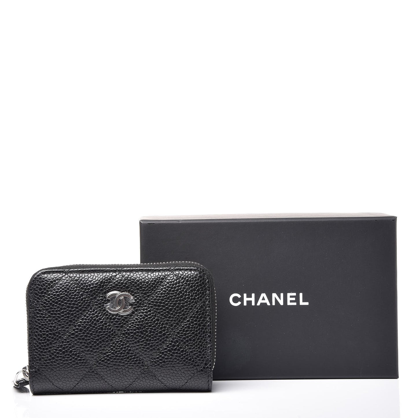 Caviar Quilted Zip Coin Purse Black