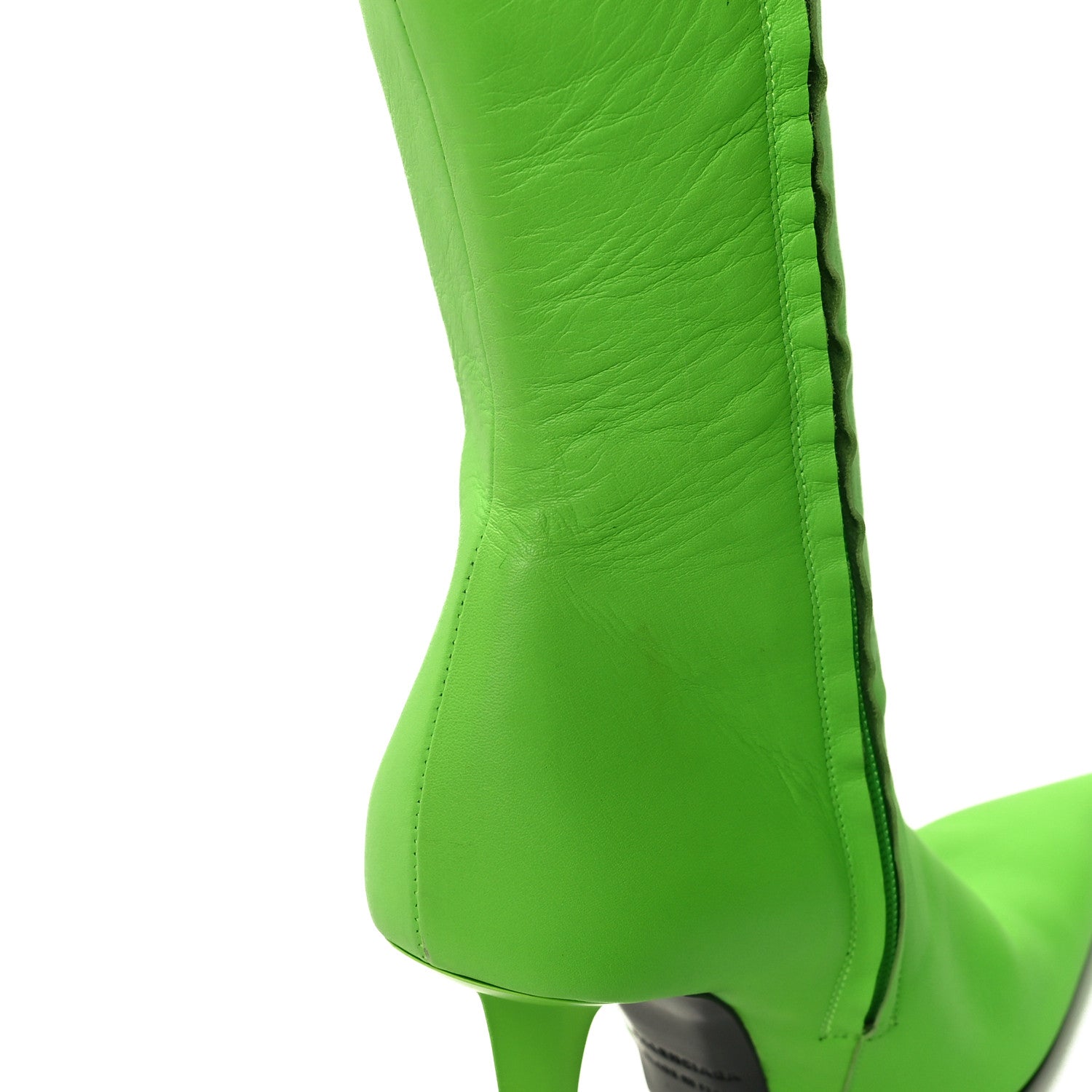 Balenciaga Calfskin Pointed Toe Knife Thigh High Boots 38 Green 8 of 8