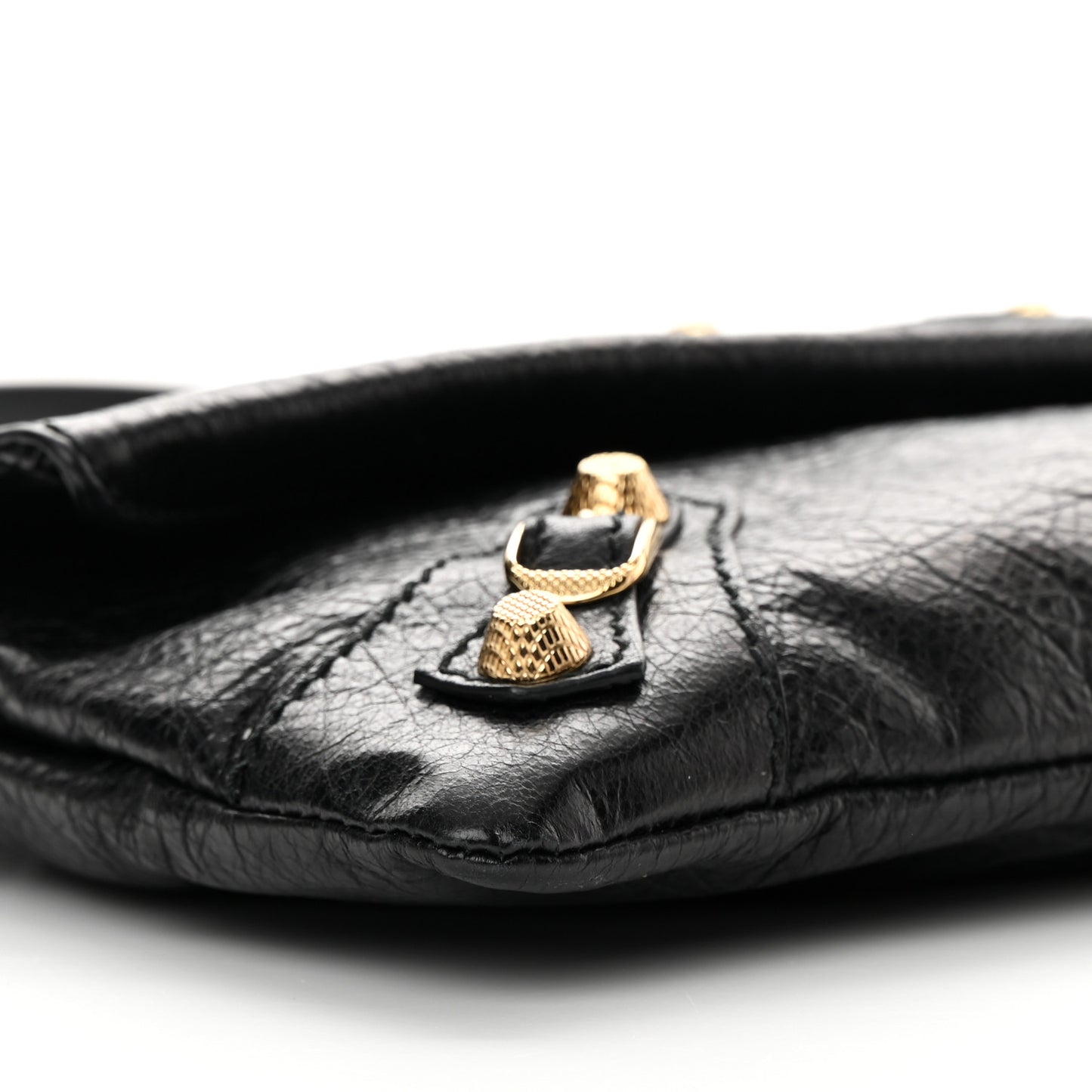 Agneau Giant 12 Gold Hardware Envelope Strap Clutch Black