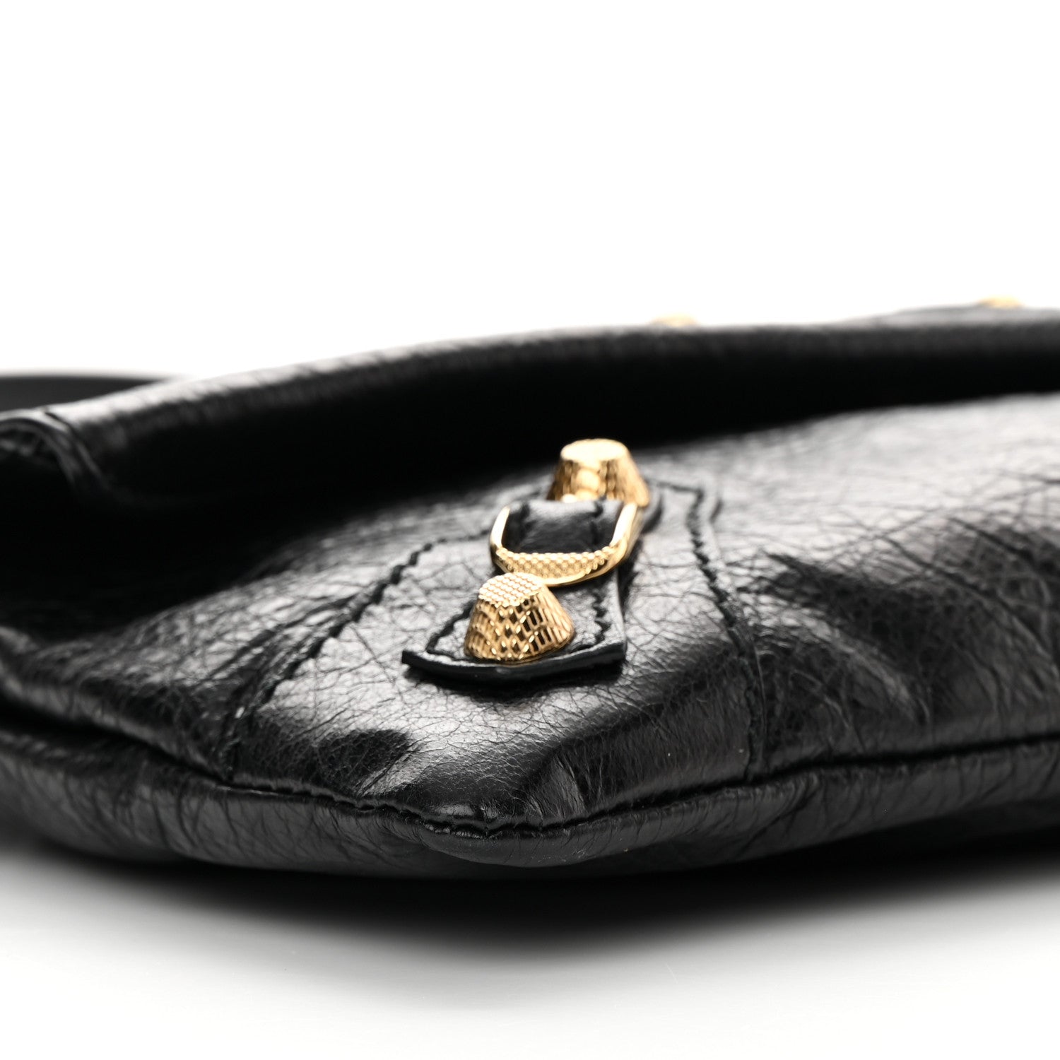 Balenciaga Agneau Giant 12 Gold Hardware Envelope Strap Clutch Black 10 of 13