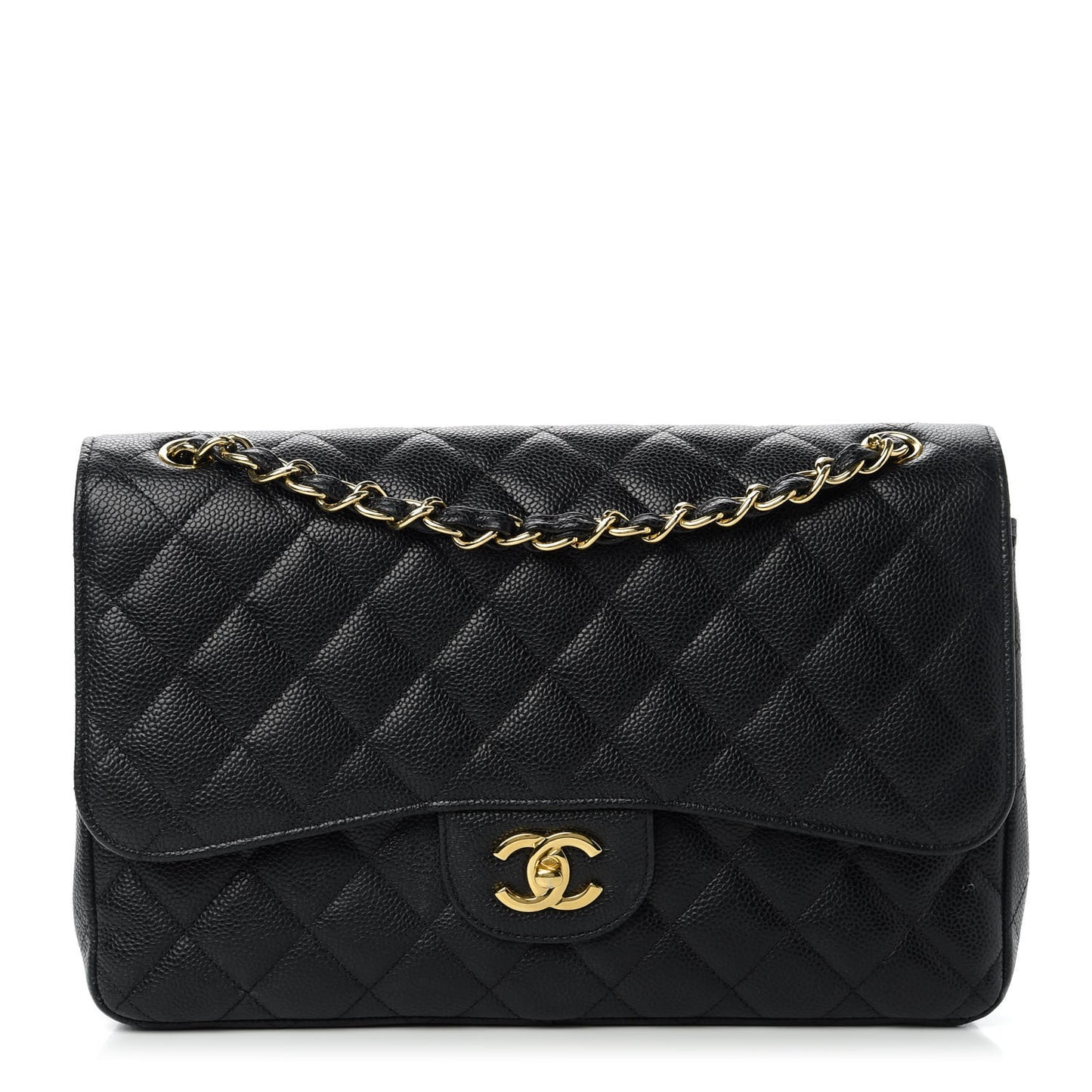 Caviar Quilted Jumbo Double Flap Black