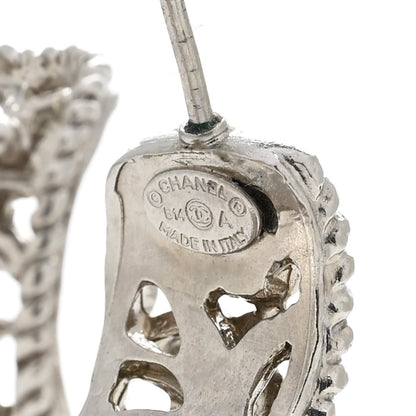 Chanel CC Camellia Hoop Earrings Silver 4 of 5