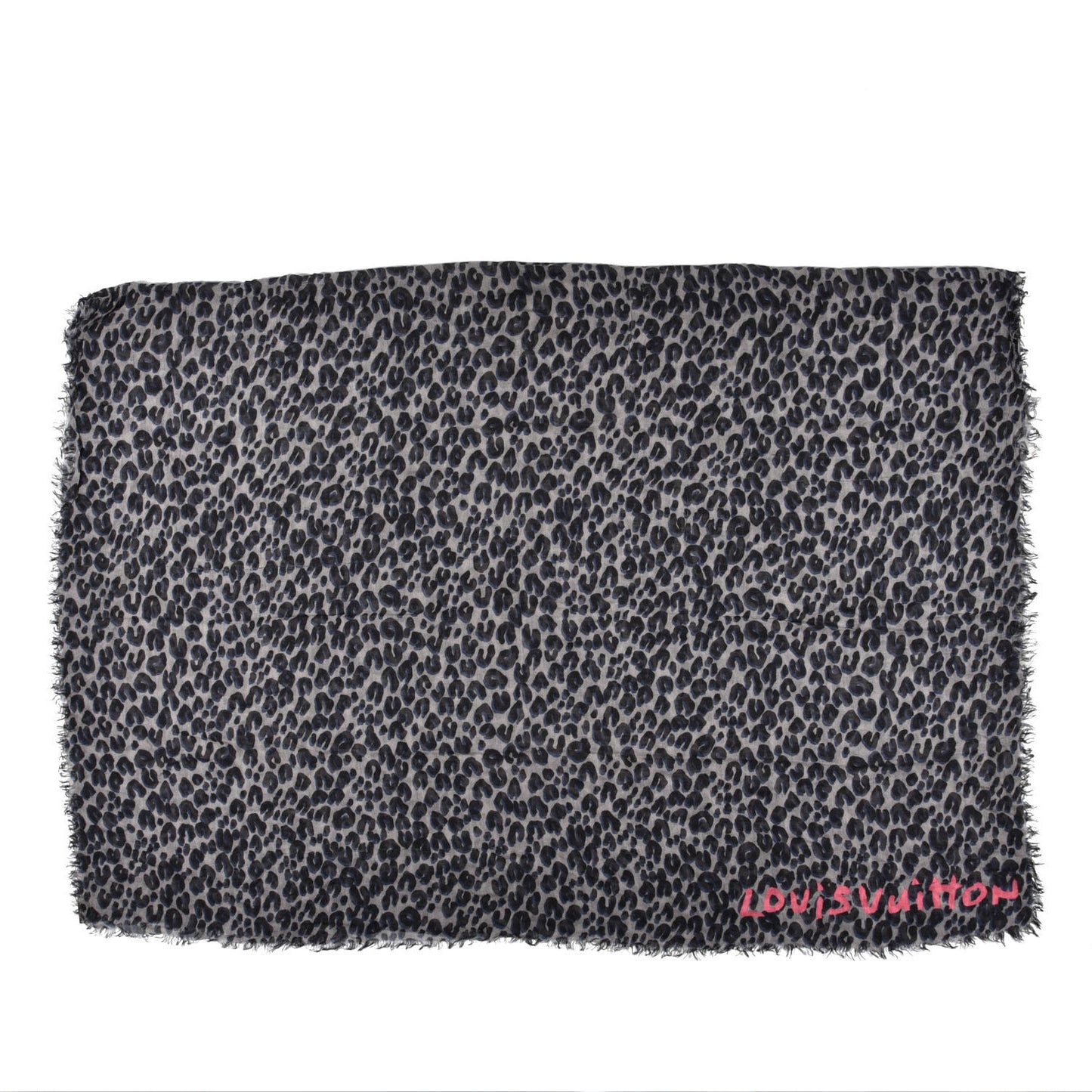 Cashmere Silk Leopard Etole Stole Grey