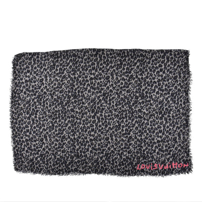 Louis Vuitton Cashmere Silk Leopard Etole Stole Grey 2 of 8