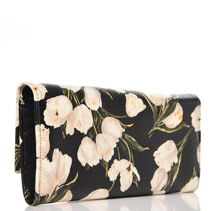 Dolce & Gabbana Dauphine Tulip Print Continental Wallet Black 3 of 6