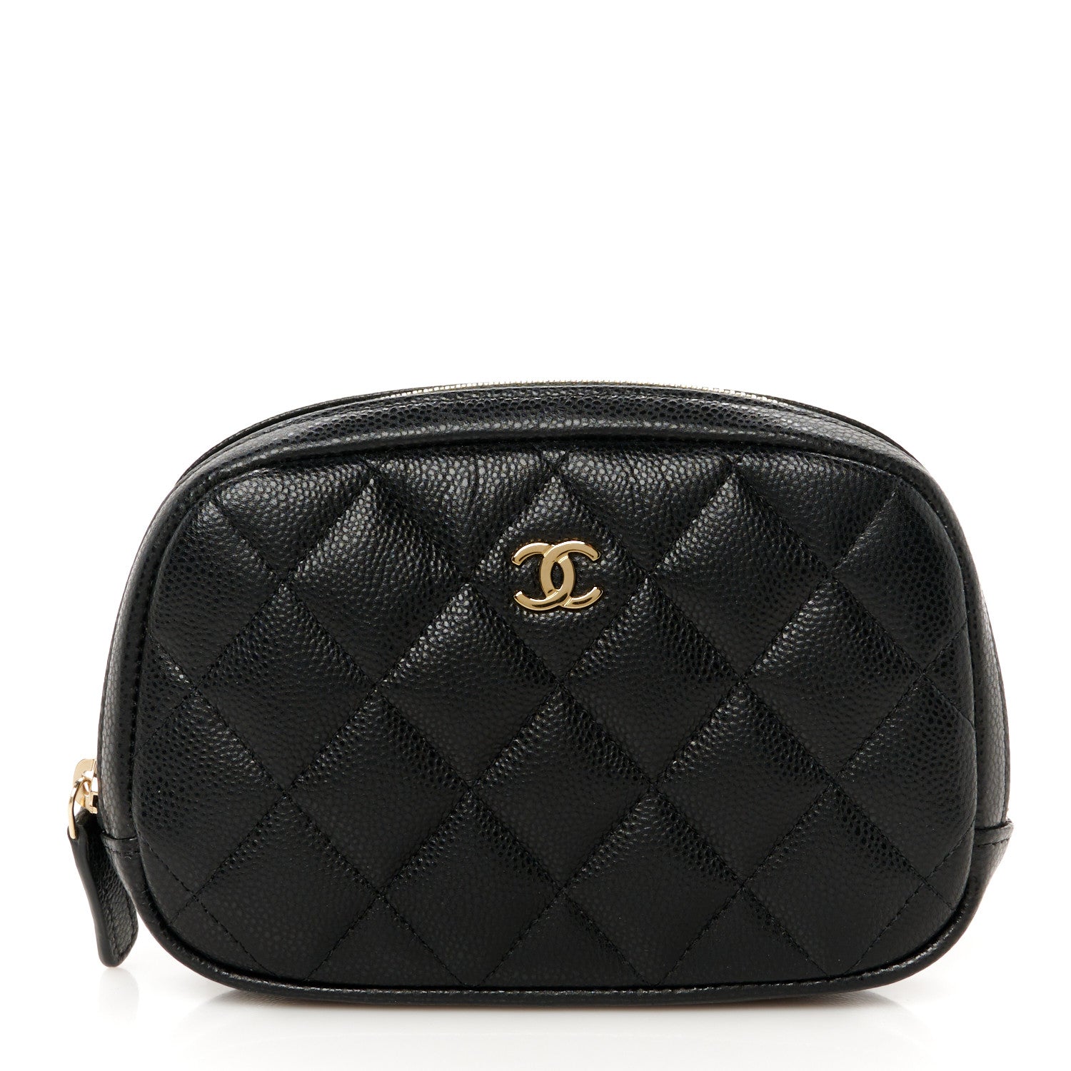 Chanel Caviar Quilted Small Curvy Pouch Cosmetic Case Black 2 of 16