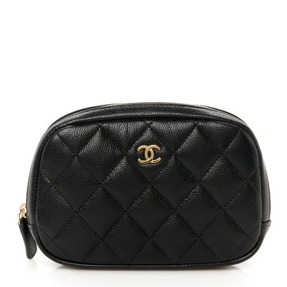 Chanel Caviar Quilted Small Curvy Pouch Cosmetic Case Black 2 of 16