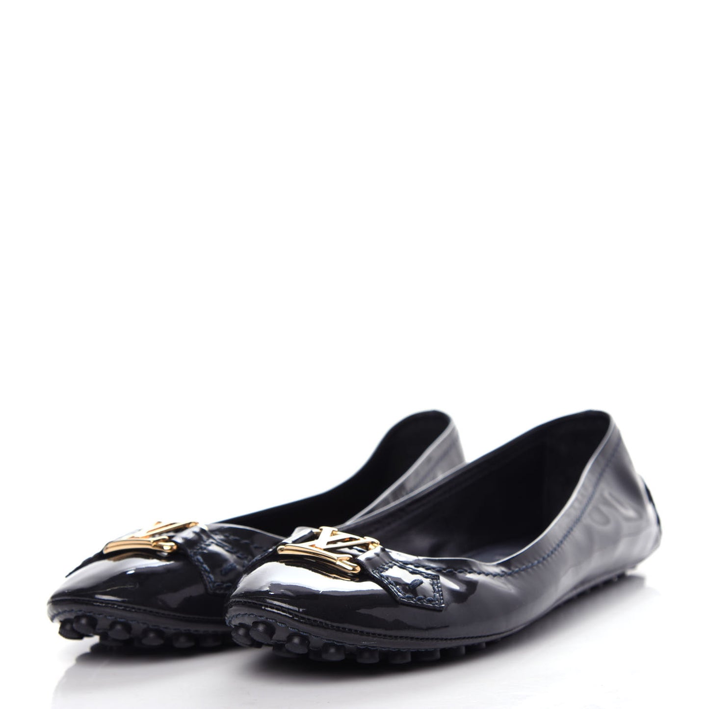 Patent Calfskin Oxford Ballerina Flats 39 Black