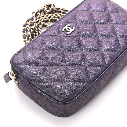 Chanel Iridescent Caviar Quilted Small Clutch With Chain Black 12 of 14