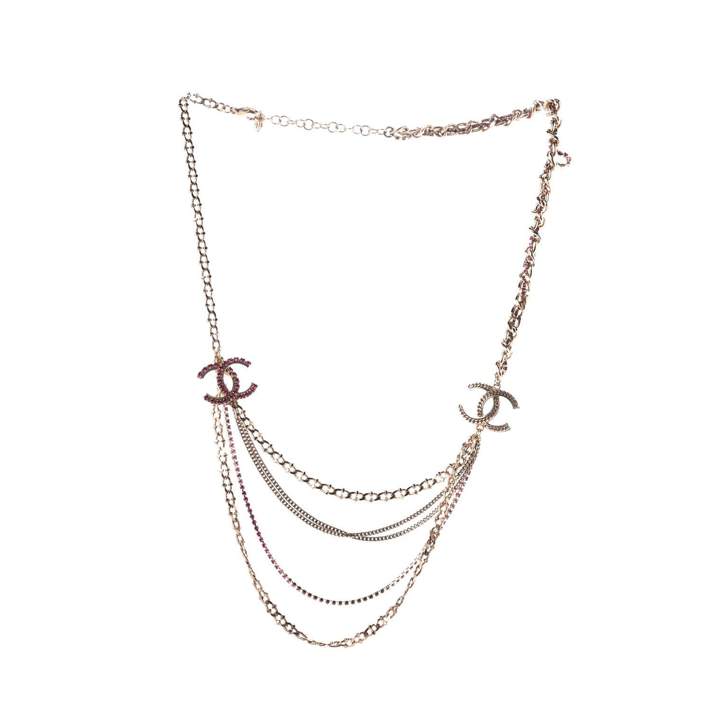 Crystal CC Multi Strand Necklace Gold