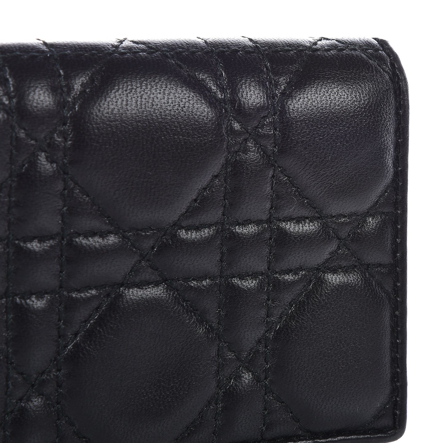 Lambskin Cannage Bi-Color Small Lady Dior Flap Card Holder Black Pink