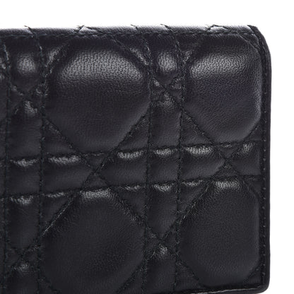 Christian Dior Lambskin Cannage Bi-Color Small Lady Dior Flap Card Holder Black Pink 8 of 10