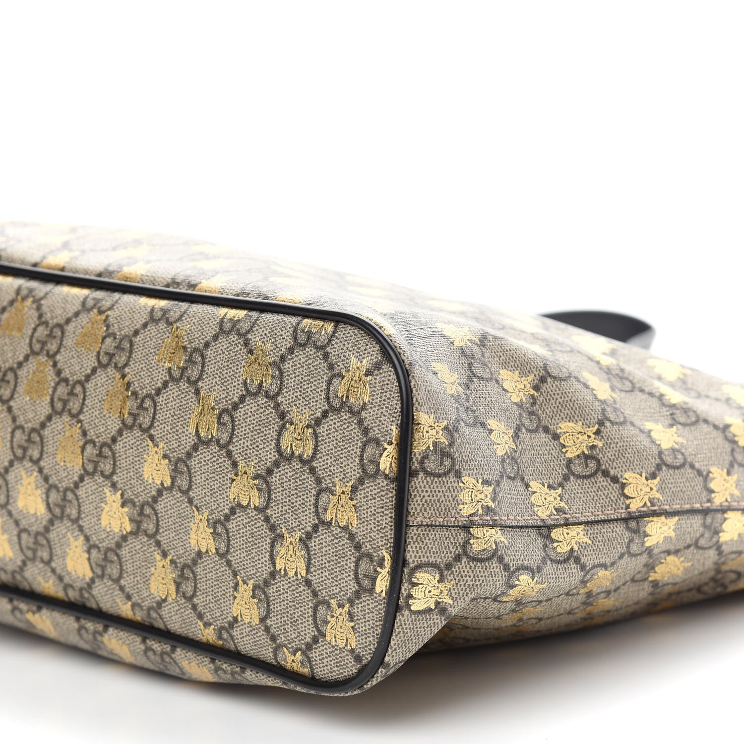 Gucci Soft GG Supreme Monogram Bees Small Crossbody Tote Beige Oro Black 10 of 10