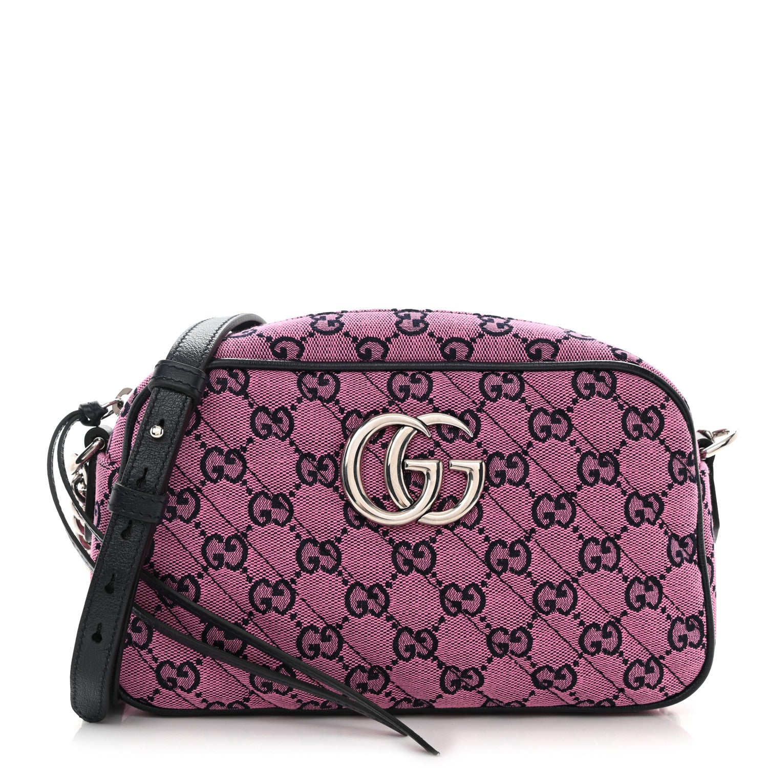 Gucci Monogram Multicolor Matelasse Diagonal Small GG Marmont Chain Shoulder Bag Pink Blue 1 of 8