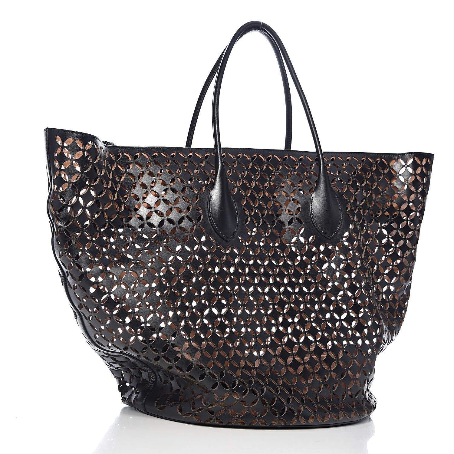 Alaia Calfskin Laser Cut Petale Tote Black 4 of 18