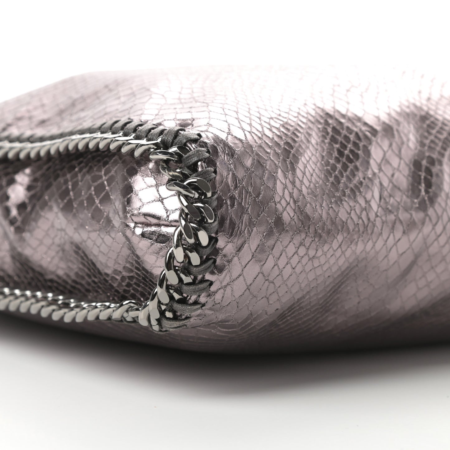 Metallic Snakeskin Print Small Falabella Tote Ruthenium