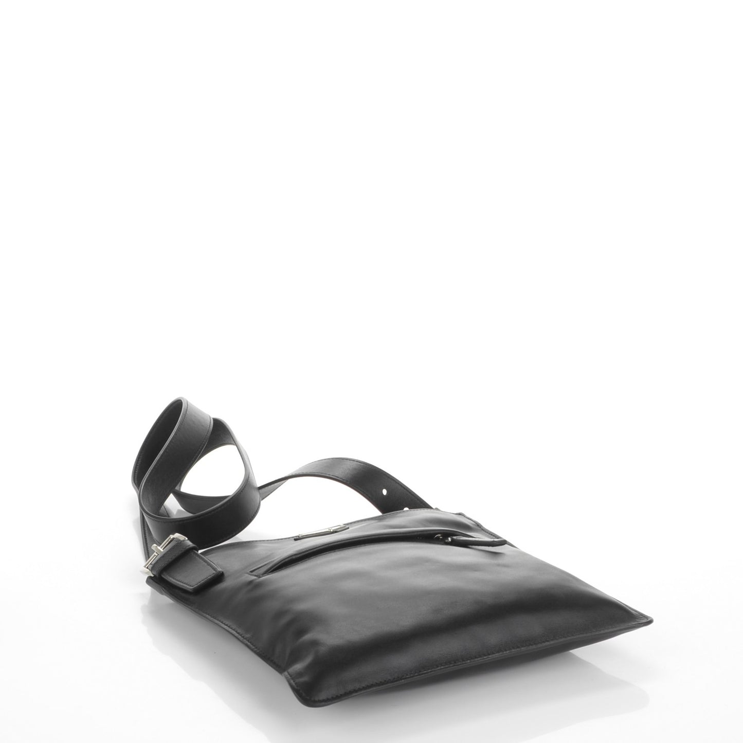 Soft Calf Flat Messenger Bag Black