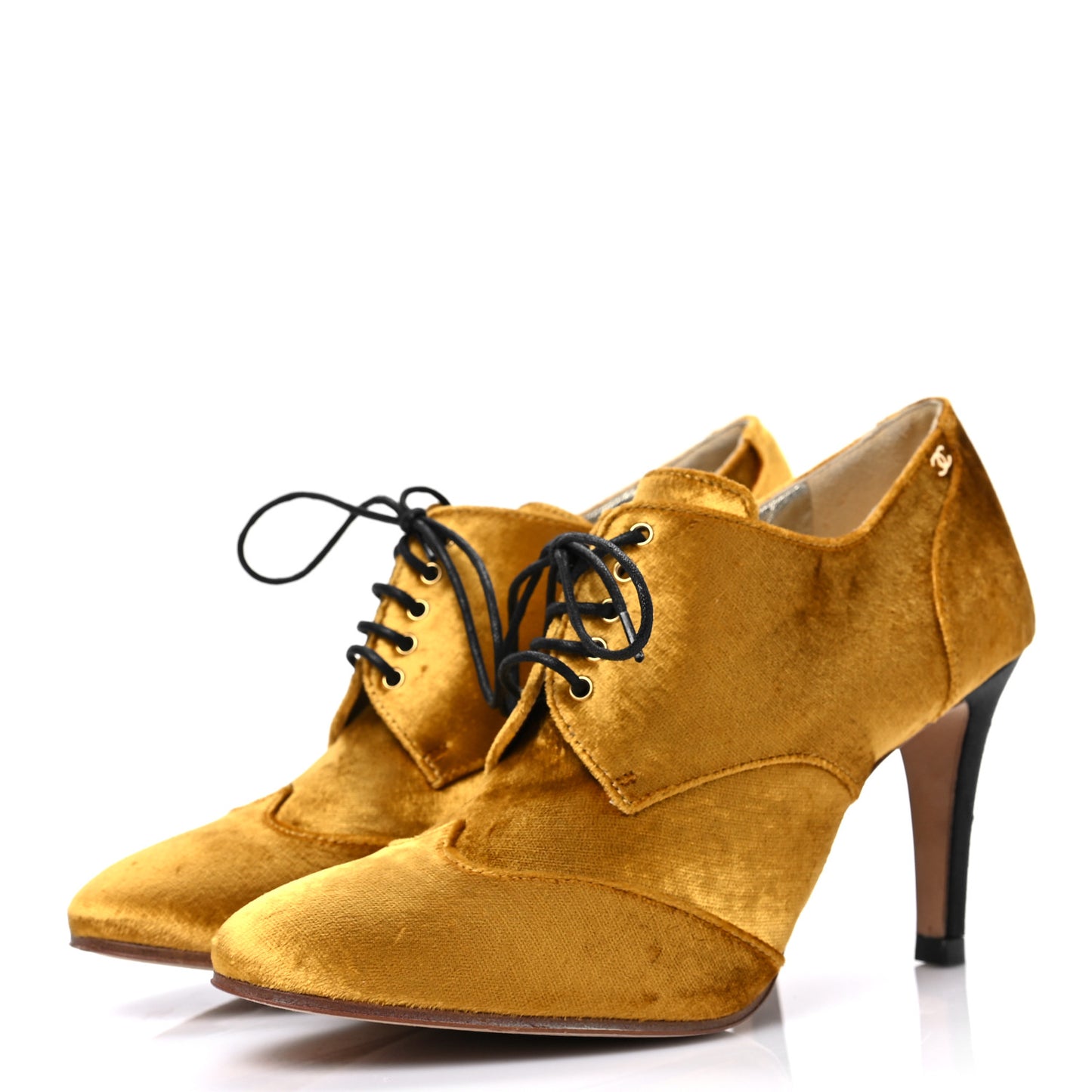 Velvet CC Lace Up Ankle Boots 37.5 Gold