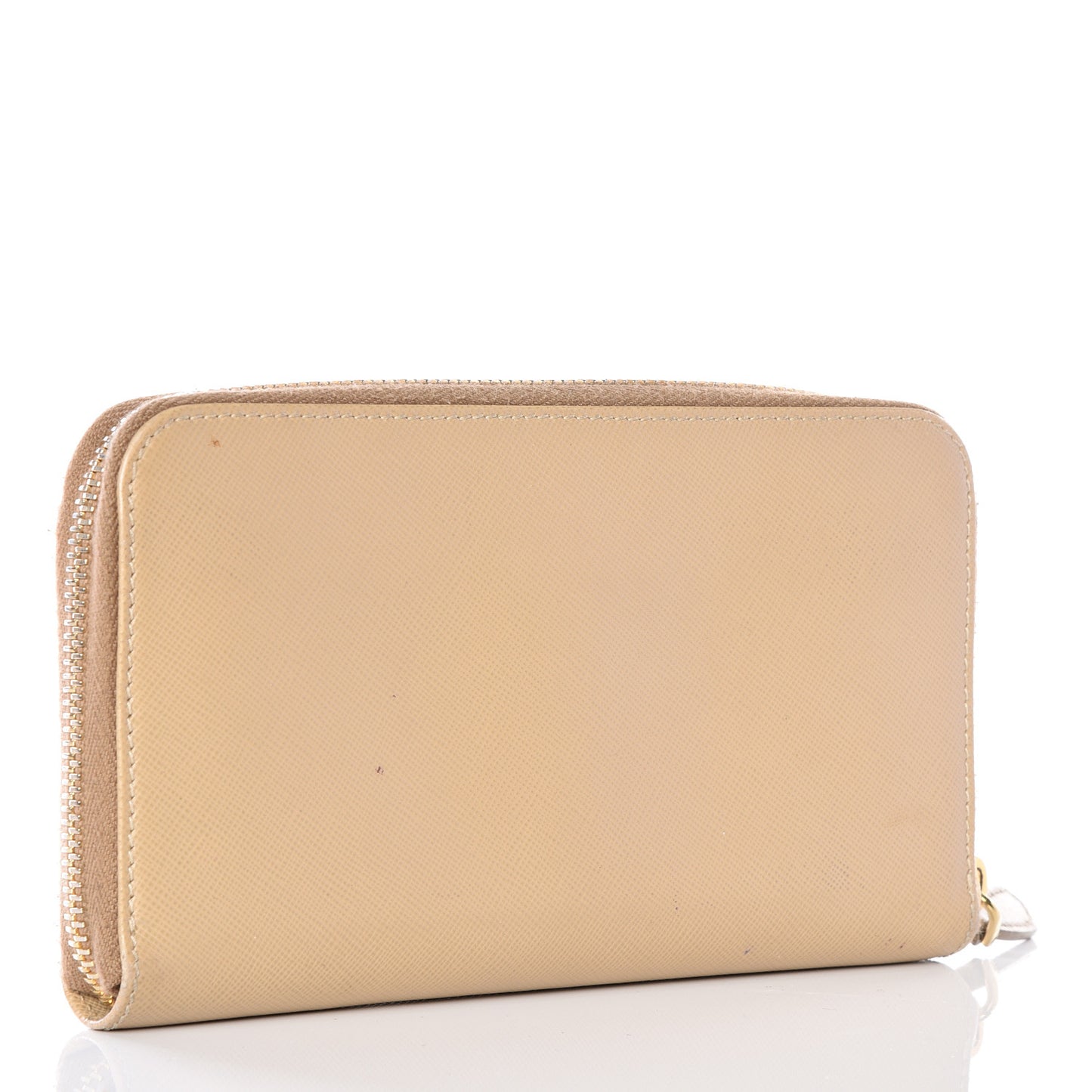 Saffiano Metal Zip Around Wallet Sabbia