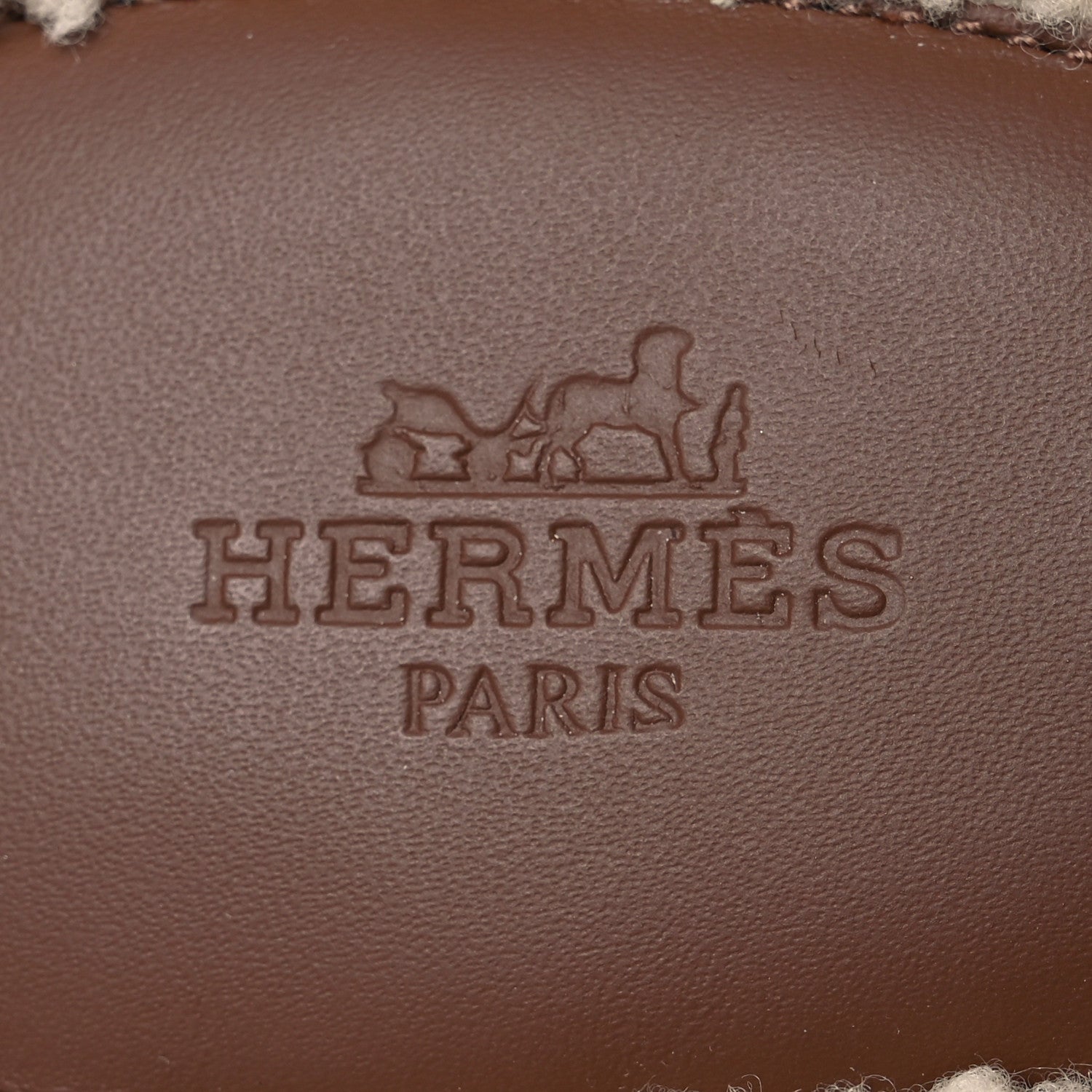 Hermes Suede Goatskin Shearling Mens Izmir Sandals 43 Marron Teck Ecru 9 of 9